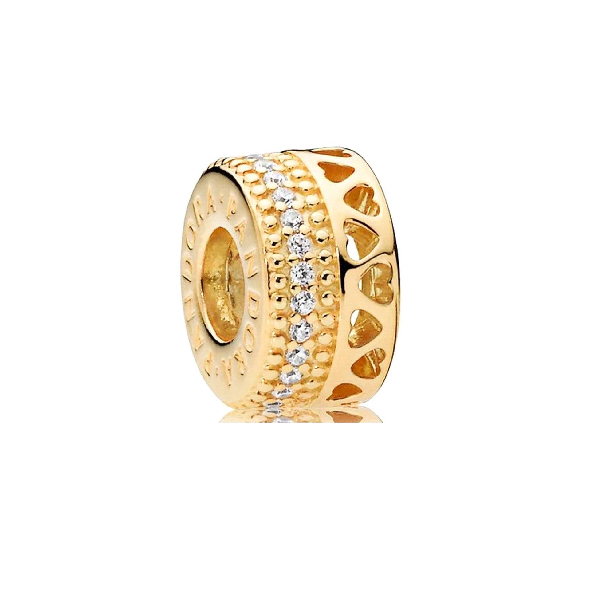 pandora electroplated gold series string ornament fixing buckle diy scattered beads hollow love pendant bracelet for girls Application Scenario