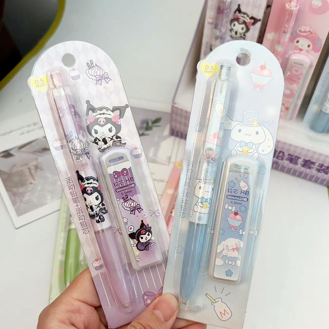 Pencil Set Sanrio Clow M High Color Value Ins Cartoon Student Stationery 0.5mm Cut-Free Mechanical Pencil Lead full figure