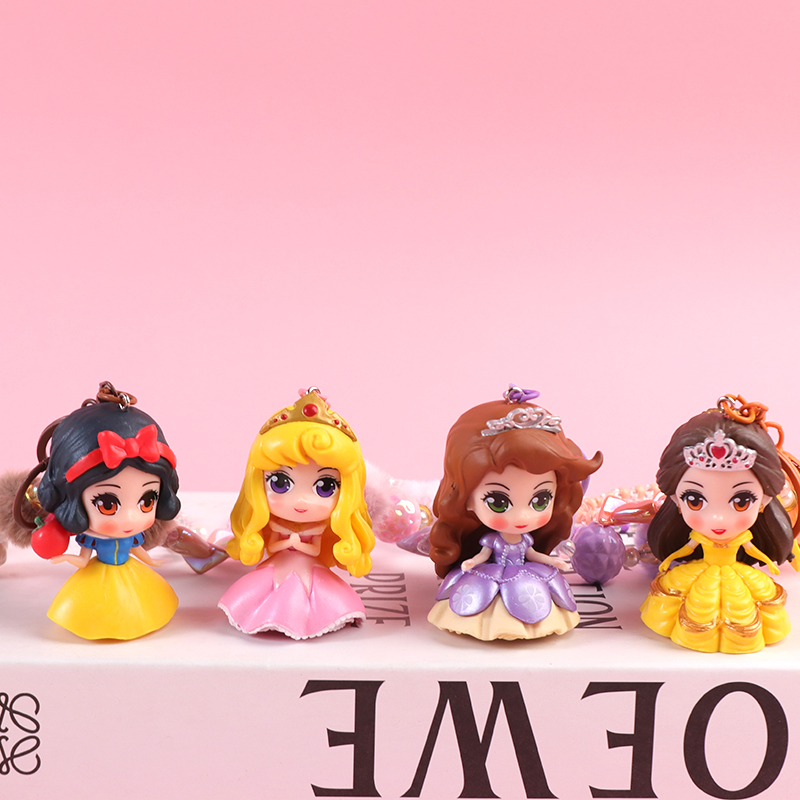 Creative and cute foreign trade princess doll DIY bead chain keychain pendant, princess accessory bag clothing figurine pendant Specification image