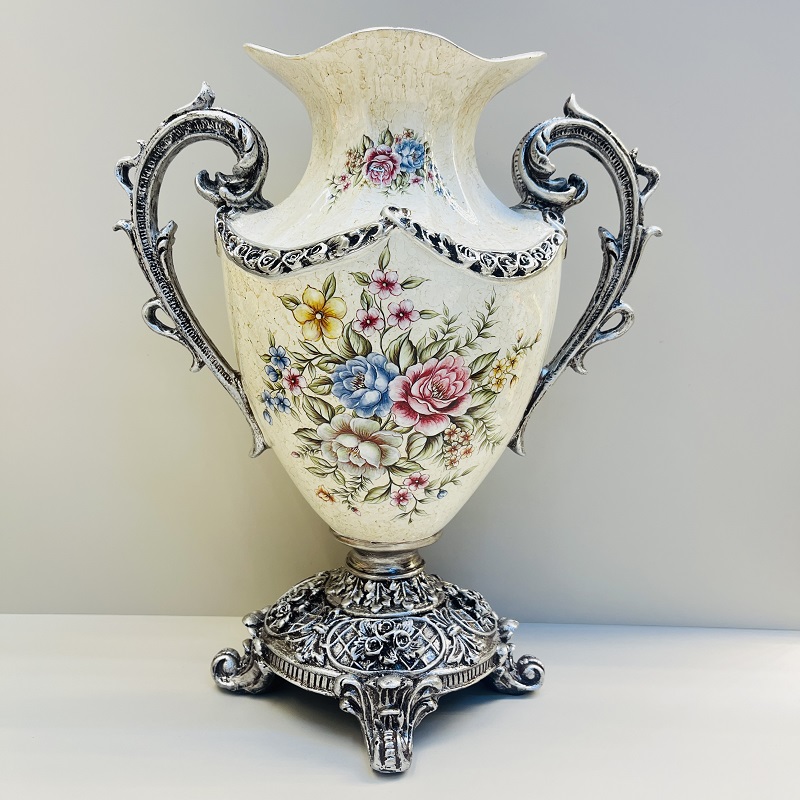 Beige fruit plate, tissue box, vase, high-end home flower arrangement, hotel living room decoration, resin flower arrangement, decoration, home decoration, large Chinese vase, large vase, TV cabinet decoration, vase, hotel handicrafts pic 4