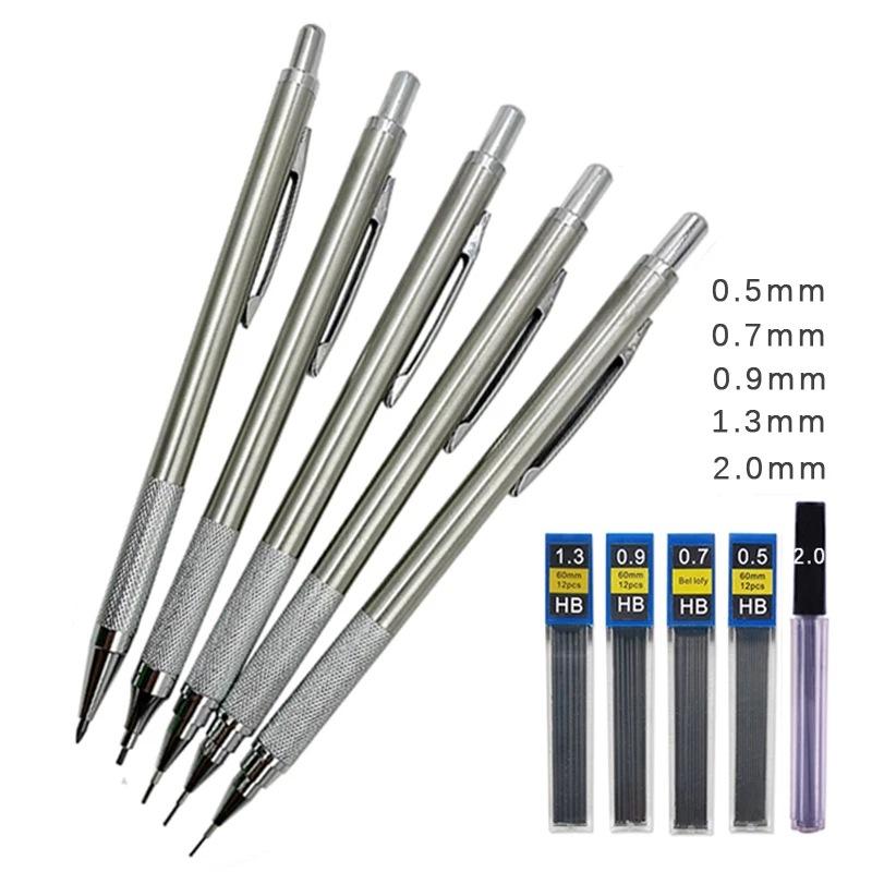 Metal Pencil 0.5/0.7/0.9/1.3/2.0mm Propelling Pencil Mechanical Propelling Pencil in Stock Wholesale Specification drawing