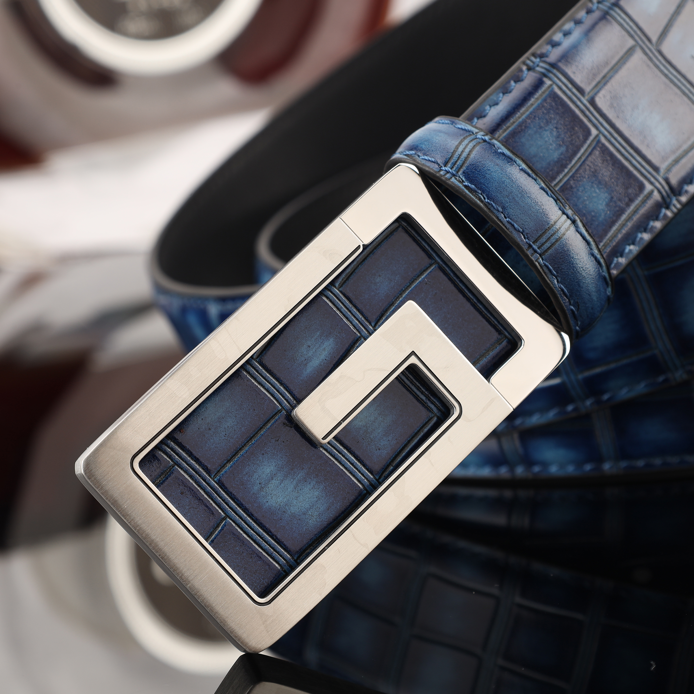 2024 New Men's Leather Cowhide Belt Casual Belt Men's Fashion Comfortable Durable Belt Men's Belt Business Application Scenario