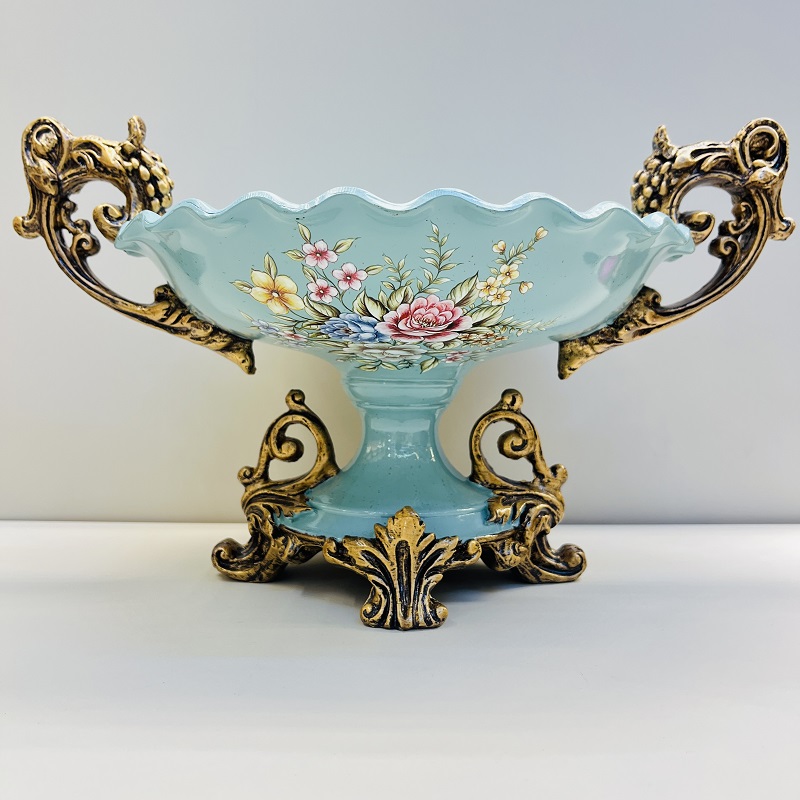Dark green fruit plate, tissue box, vase, high-end home flower arrangement, hotel living room decoration, resin flower arrangement, decoration, home decoration, large vase, TV cabinet decoration, vase, hotel traditional handicrafts, flower vases