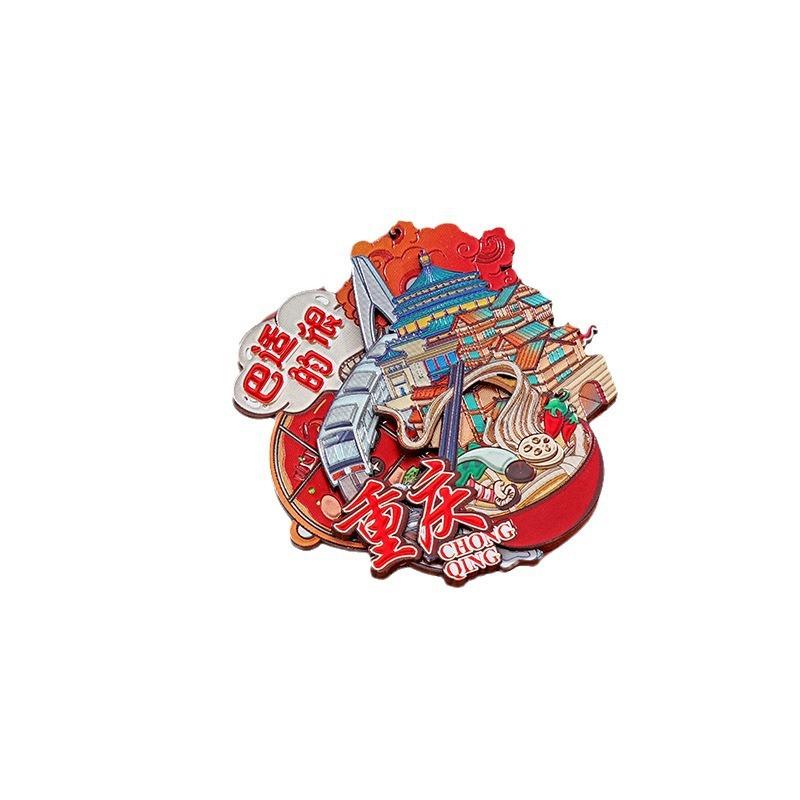 new chongqing landmark building silver foil magnetic paste original refridgerator magnets tourism city travel memorial cultural and creative gifts Item Picture