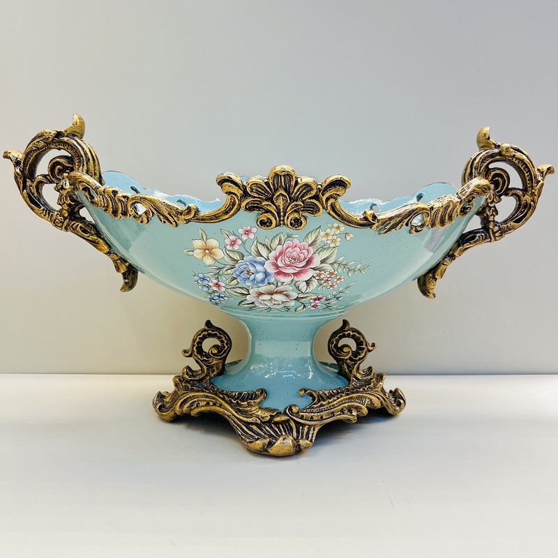 Dark green fruit plate, tissue box, vase, high-end home flower arrangement, hotel living room decoration, resin flower arrangement, decoration, home decoration, large vase, TV cabinet decoration, vase, hotel traditional handicrafts, flower vases Application Scenario