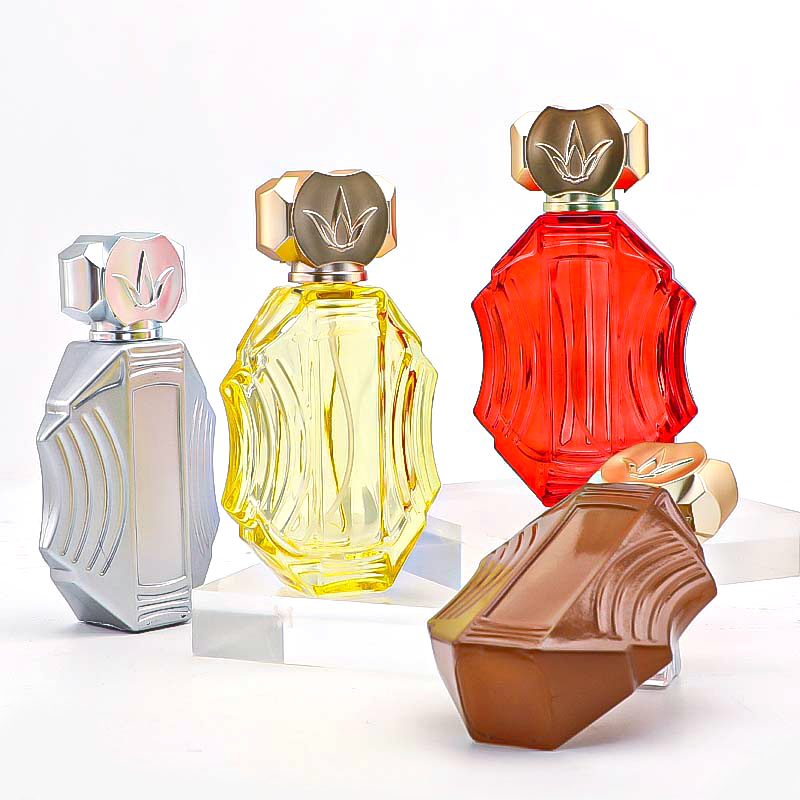 50ml high-end colored glass perfume bottle, round spray perfume, replaceable bottle, empty bottle, press pic 1
