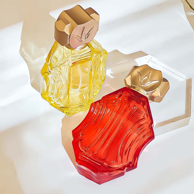 50ml high-end colored glass perfume bottle, round spray perfume, replaceable bottle, empty bottle, press pic 3
