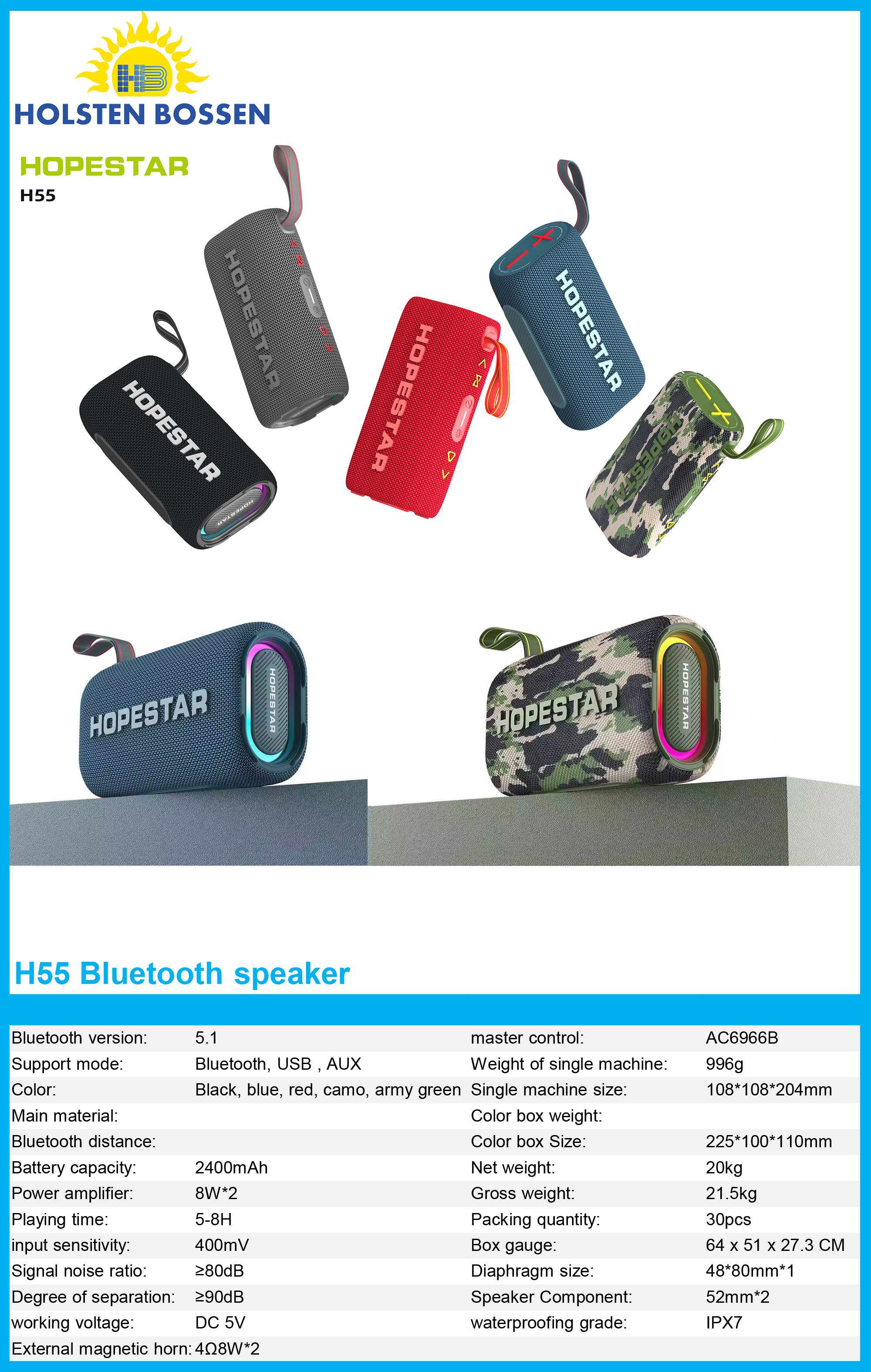 新品上市 ！H55多功能蓝牙音箱，音质超赞！！！蓝牙音响详情1