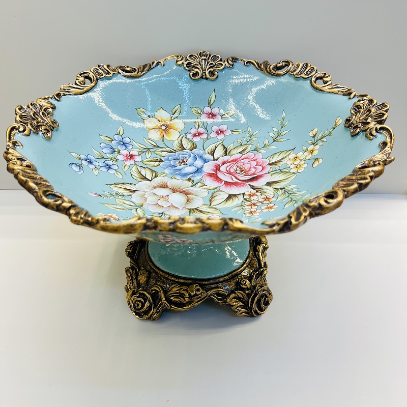 Dark green fruit plate, tissue box, vase, high-end home flower arrangement, hotel living room decoration, resin flower arrangement, decoration, home decoration, large vase, TV cabinet decoration, vase, hotel traditional handicrafts, flower vases Specification image