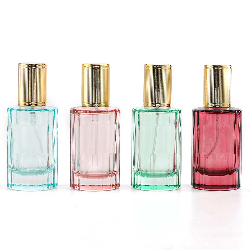 30ml high-end colored glass perfume bottle, round spray perfume, replaceable bottle, empty bottle, press Item Picture