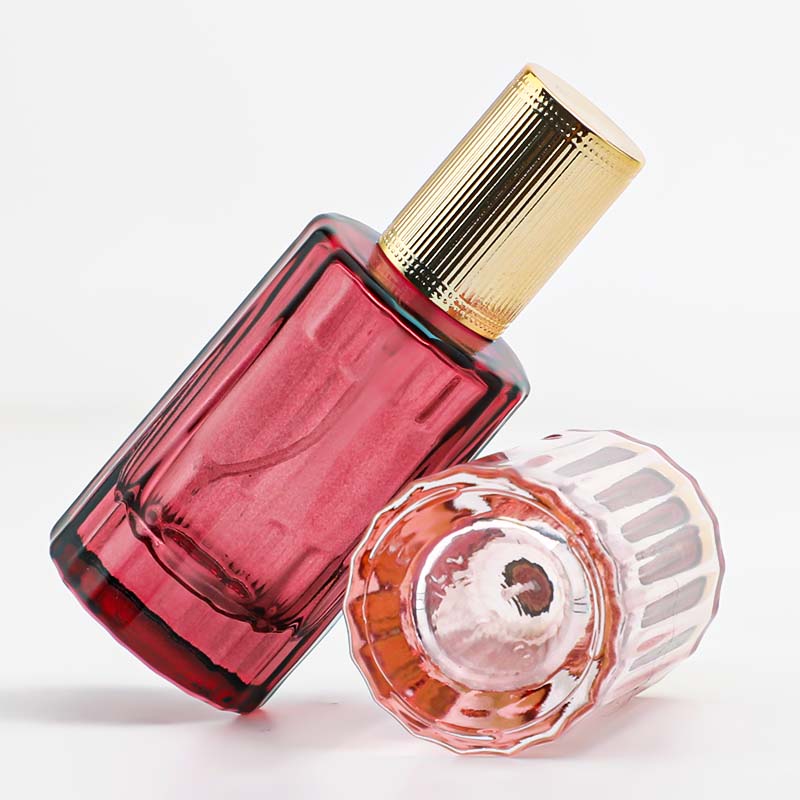 30ml high-end colored glass perfume bottle, round spray perfume, replaceable bottle, empty bottle, press details Picture