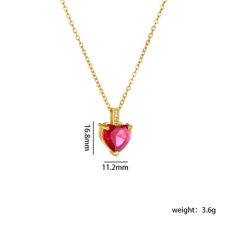 A new cross-border best-selling heart-shaped necklace for women, gold-plated copper with a touch of elegance and sophistication, and a slightly inlaid zircon heart pendant accessory detail image 8
