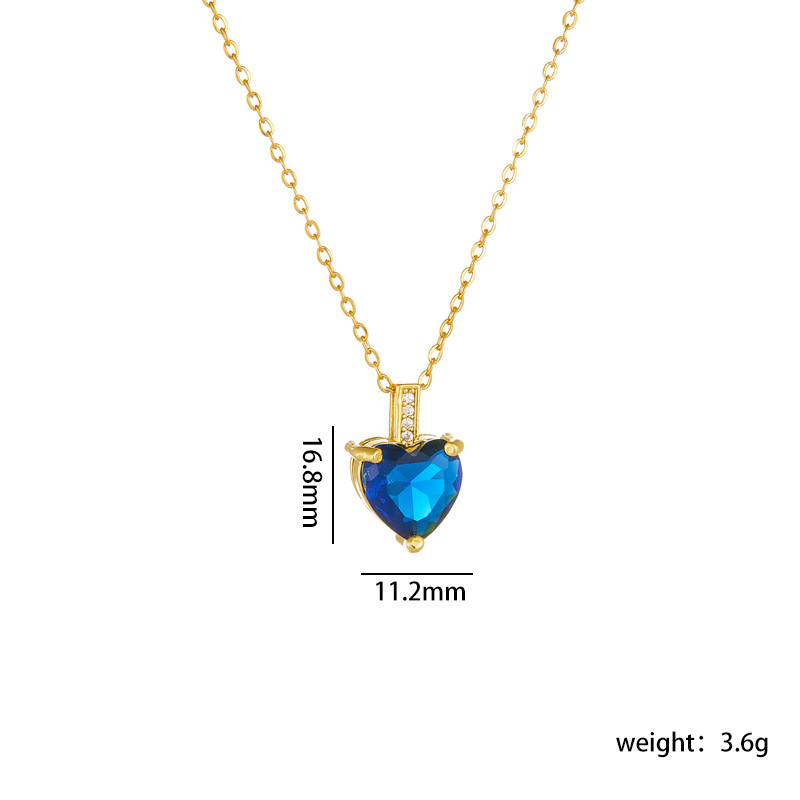 A new cross-border best-selling heart-shaped necklace for women, gold-plated copper with a touch of elegance and sophistication, and a slightly inlaid zircon heart pendant accessory Specification image