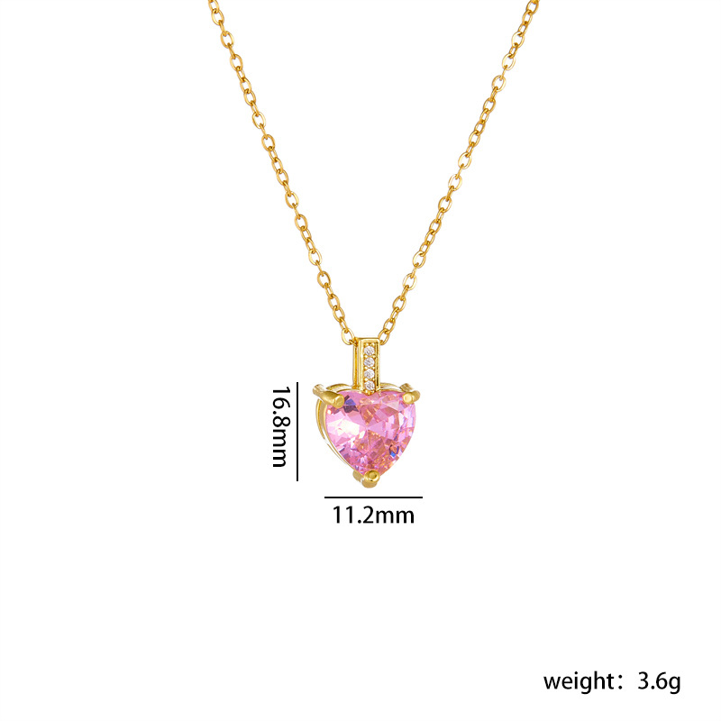 A new cross-border best-selling heart-shaped necklace for women, gold-plated copper with a touch of elegance and sophistication, and a slightly inlaid zircon heart pendant accessory Item Picture