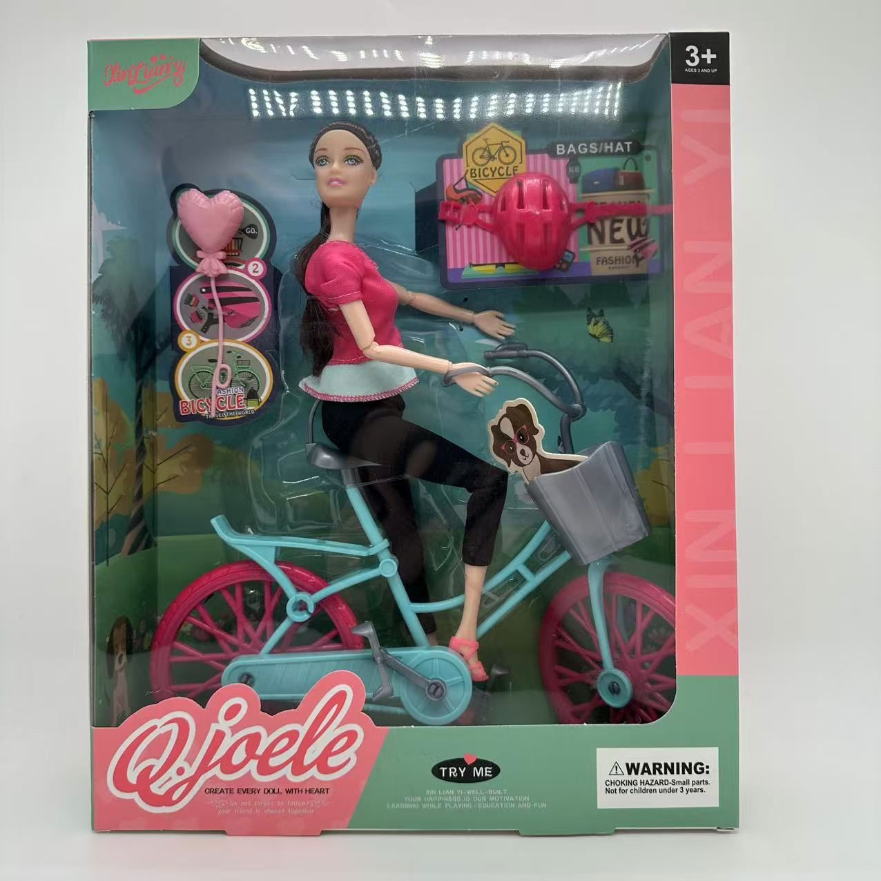 Foreign trade doll high-end princess doll toy limbs wrist movable window box Window box Qiao Le 11.5 inch joint doll bicycle set senior gift box girls play house wine toy set A thumbnail
