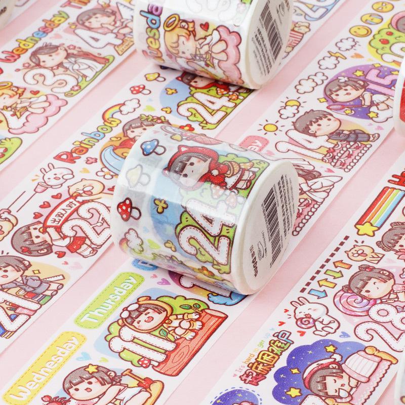 extra small fried glutinous rice cake stuffed with bean paste and paper adhesive tape release paper journal stickers material milk-in-water bear journal tape special oil full roll details Picture