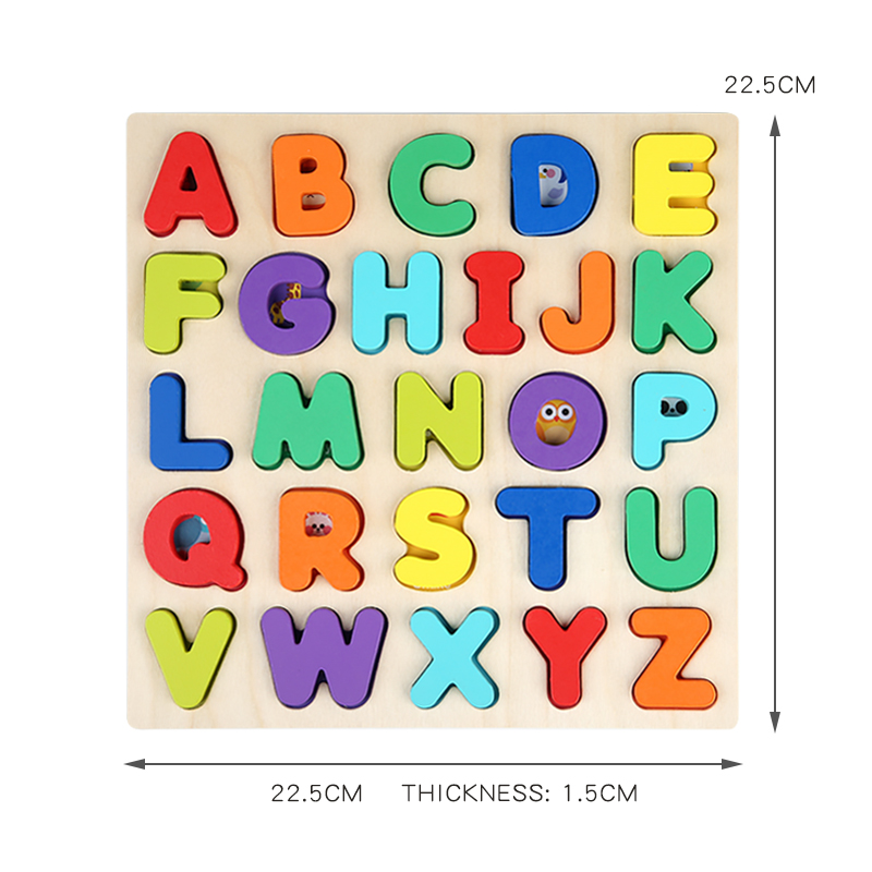 CPC CE EN71 Export Certificate 3D three-dimensional wooden jigsaw Puzzle numbers and case 26 letter shape puzzle blocks matching children's educational toys early education enlightenment cognitive jigsaw puzzle Item Picture