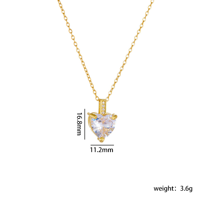 A new cross-border best-selling heart-shaped necklace for women, gold-plated copper with a touch of elegance and sophistication, and a slightly inlaid zircon heart pendant accessory detail image 6