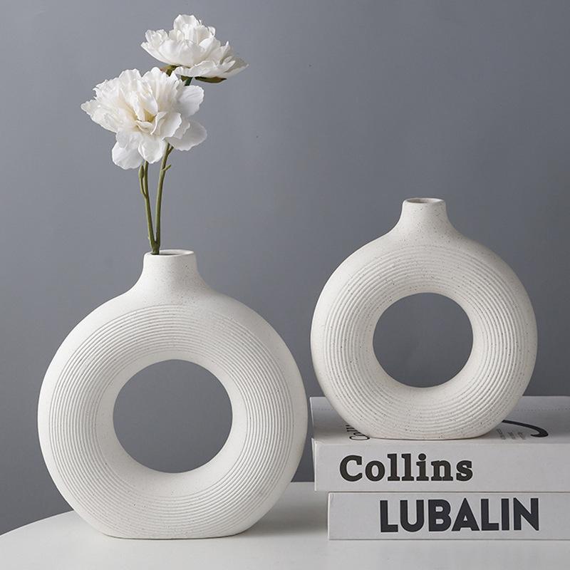 artificial flower ceramic vase decoration artificial green plant drunk wood bell simulated plants living room flower arrangement dining table decorations details Picture