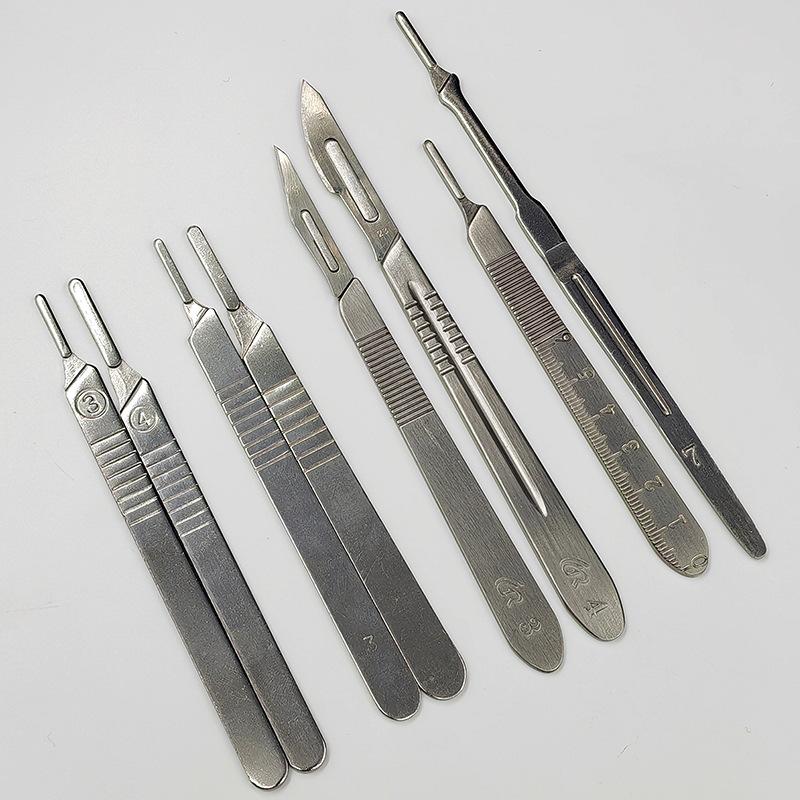 Thickened Stainless Steel Scalpel Handle No. 3 No. 4 No. 7 Carving Knife Veterinary Handle Knife Handle Burin Surgical Blade full figure