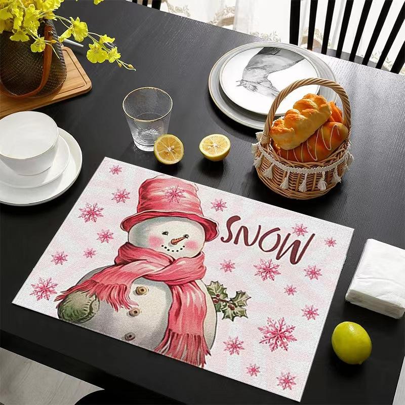 cross-border hot selling christmas placemat bell snowman pattern dining table decorative antifouling insulation tablecloth Item Picture
