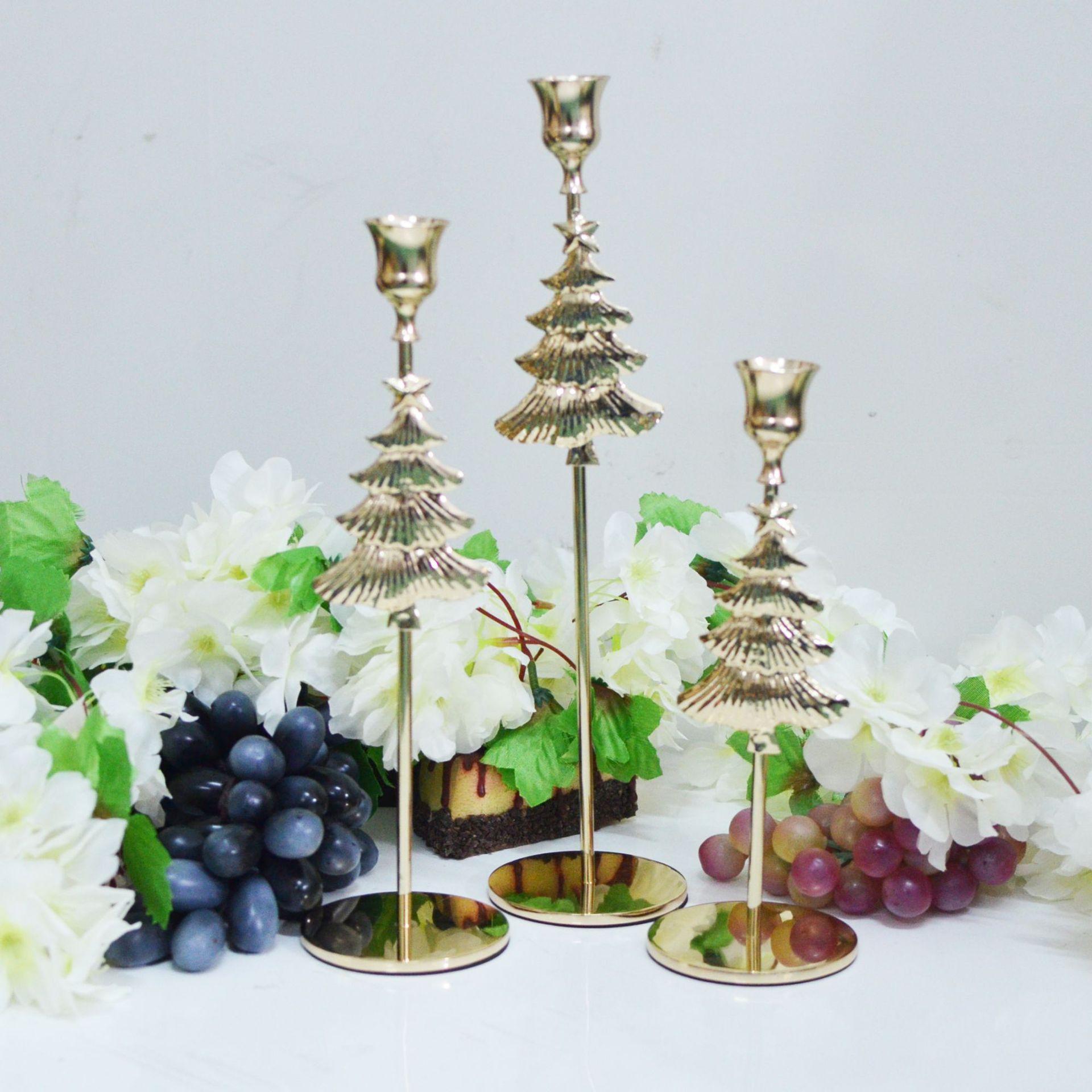 metal christmas tree candlestick decoration creative christmas atmosphere bell candle holder candlelight dinner table layout full figure