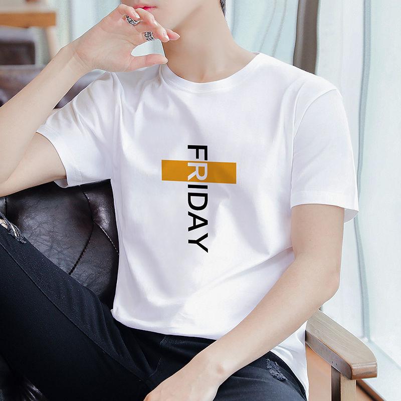 short-sleeved men's t-shirt summer half-sleeved men's t-shirt top clothes trendy brand korean style trendy student bottoming shirt trendy full figure
