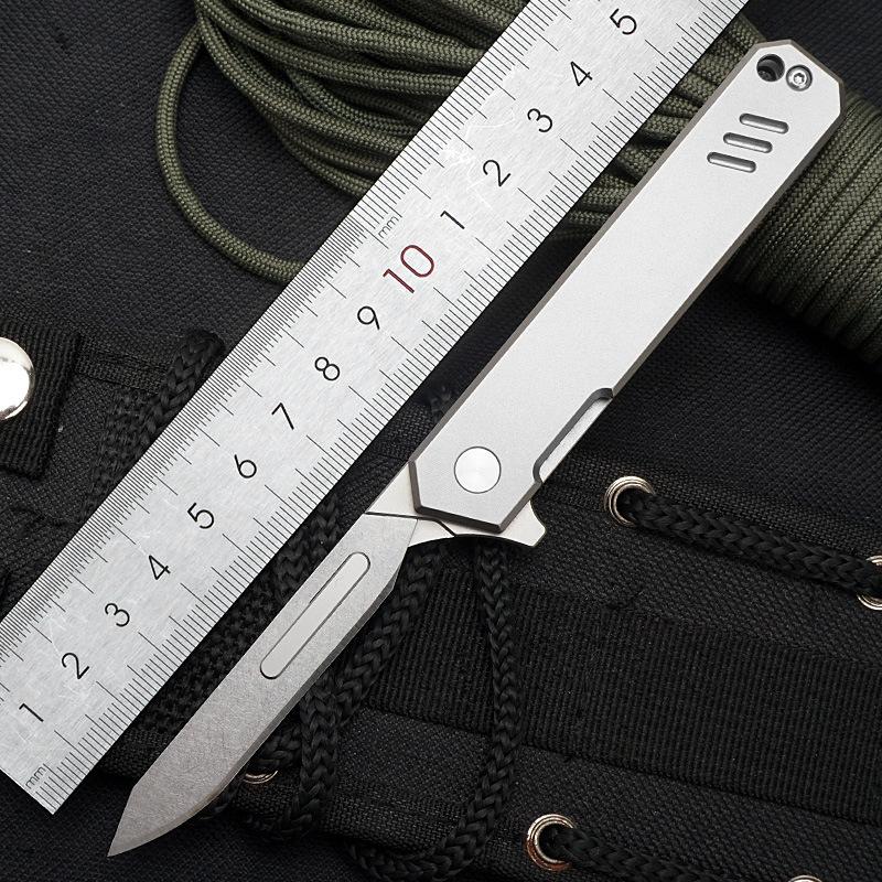Folding Knife Titanium Alloy Bearing Surgical Replaceable Blade Portable Hardware Art Carving No. 60 440C Stainless Steel full figure