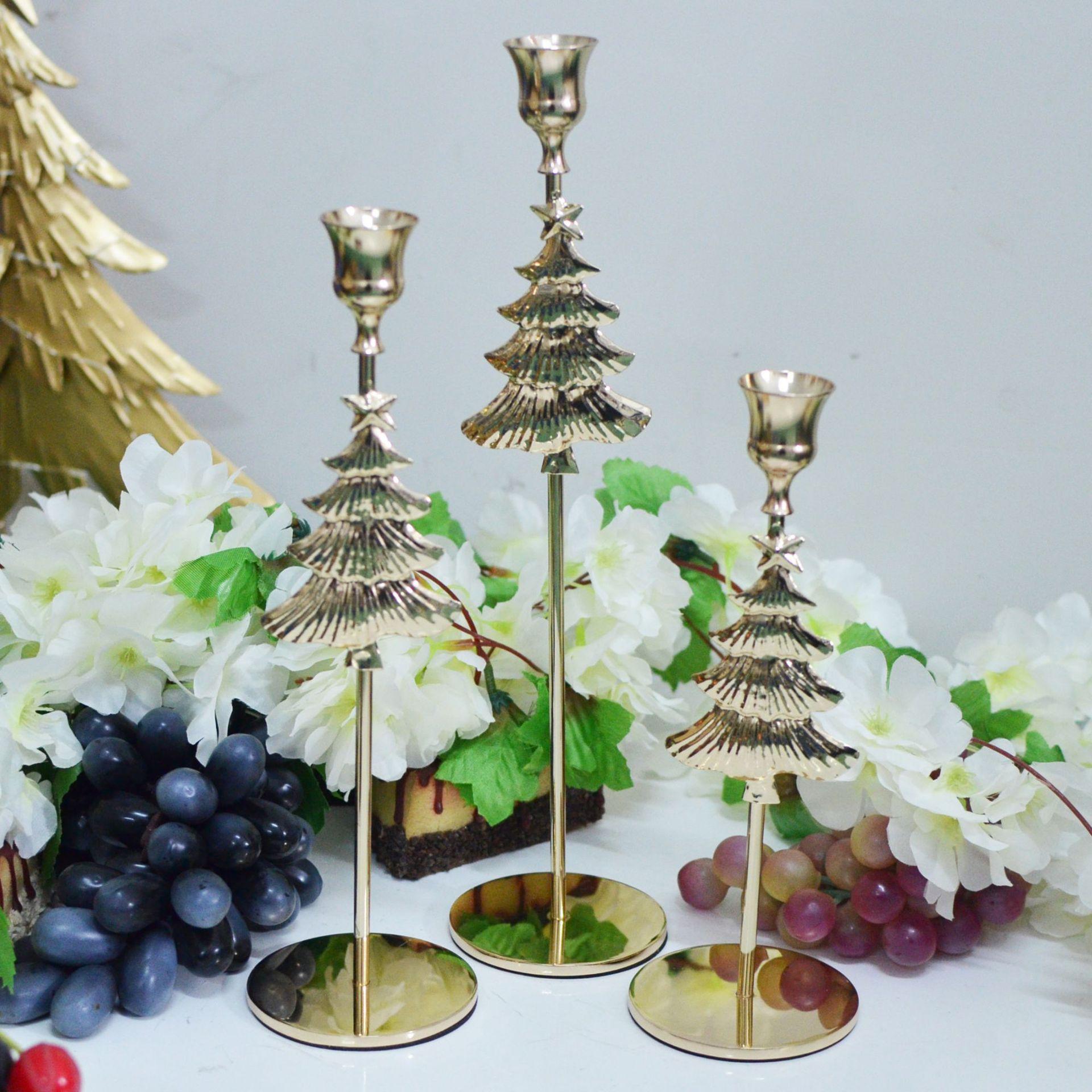 metal christmas tree candlestick decoration creative christmas atmosphere bell candle holder candlelight dinner table layout details Picture