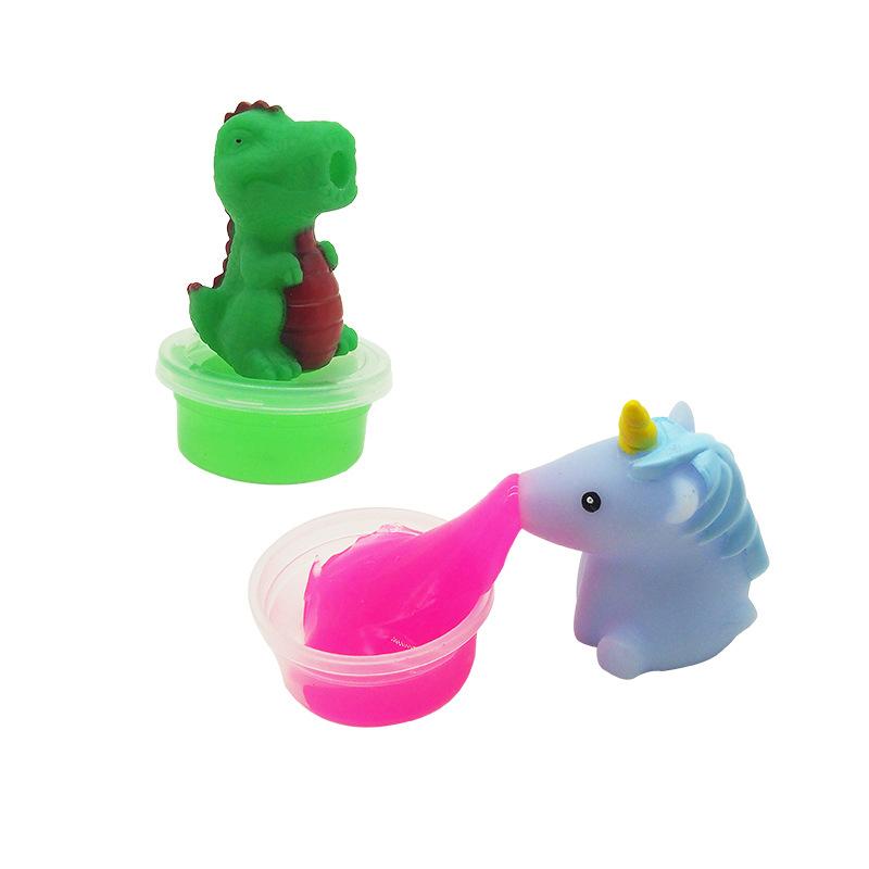 cross-border cartoon vomiting slime plasticene squeezing toy slim decompression vomiting tyrannosaurus unicorn sand skin glue full figure