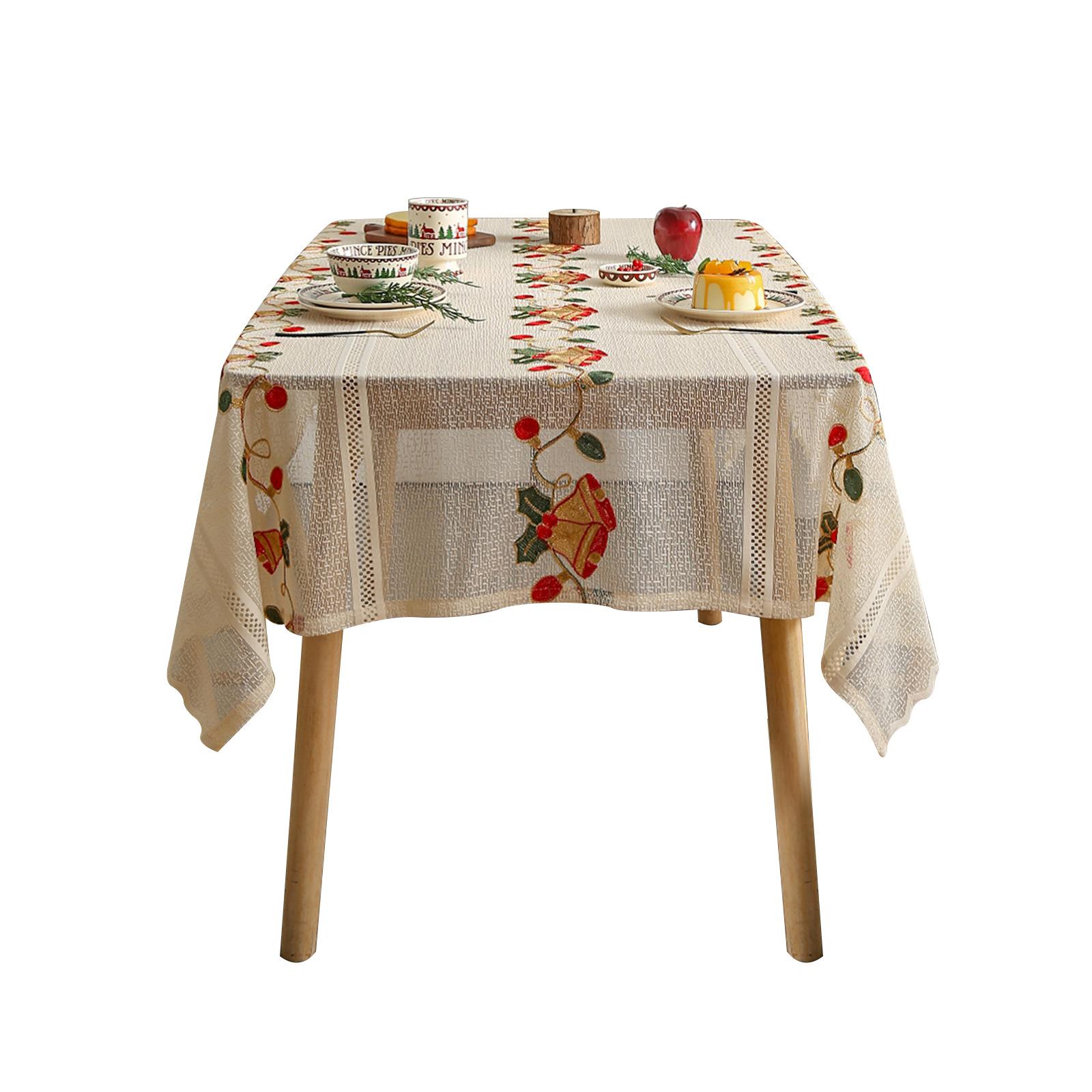 american christmas tablecloth bell embroidery home non-slip lace rectangle decoration living room coffee table dining table cushion Item Picture