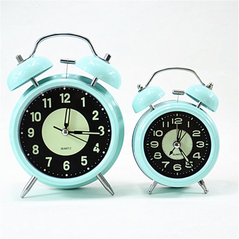 3-inch and 4-inch metal bell alarm clock luminous bedside table little alarm clock round large alarm mute scanning clock Specification drawing