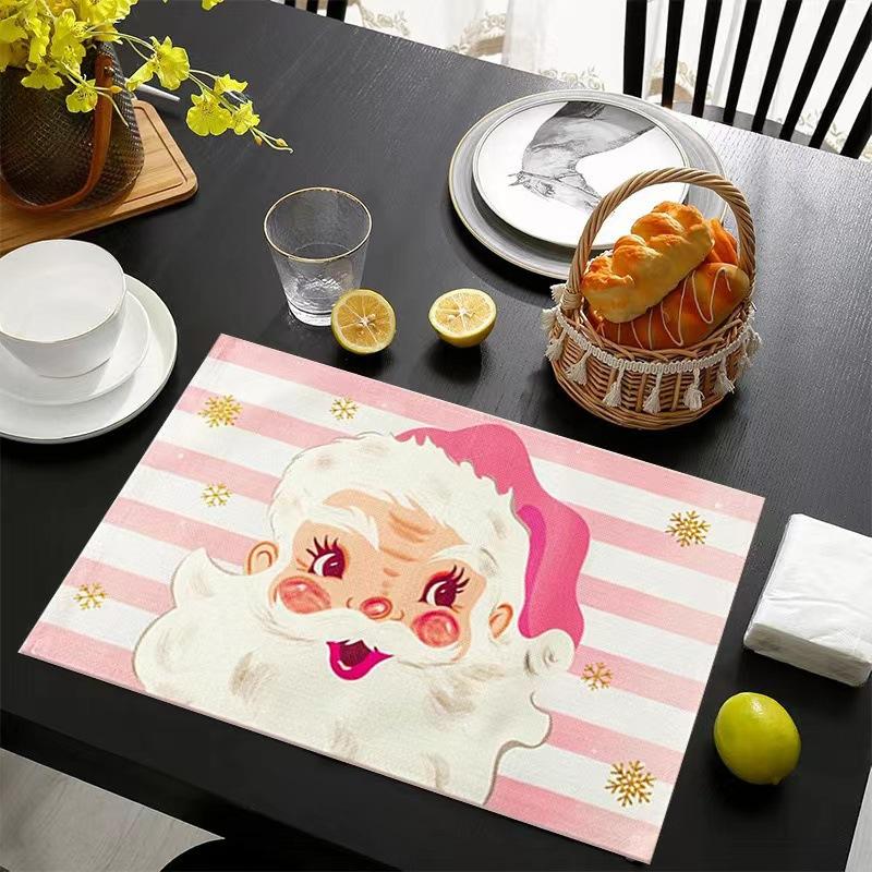 cross-border hot selling christmas placemat bell snowman pattern dining table decorative antifouling insulation tablecloth full figure