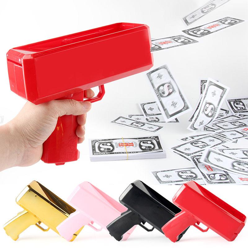 new exotic electric money spray gun bill pistol money gun usd money spray gun money shooting spitting money gun toy full figure