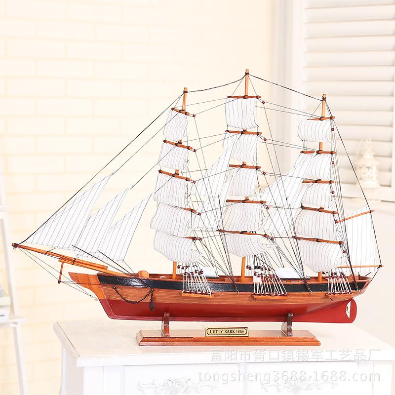 Factory Direct Sales Sailboat Decoration Handmade Wooden Wooden Boat Fashion Home Decorations 80cm Craft Decoration Generation Hair Specification drawing