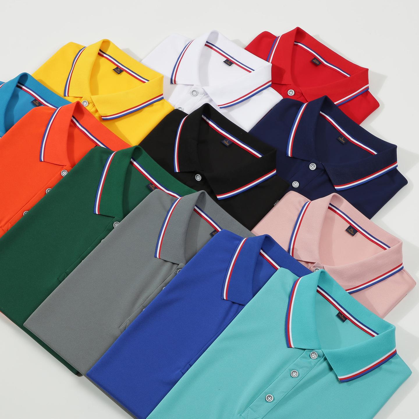 lapel short-sleeved shirt summer solid color t-shirt breathable comfortable work clothes advertising shirt printed short sleeve lapel t-shirt Application Scenario