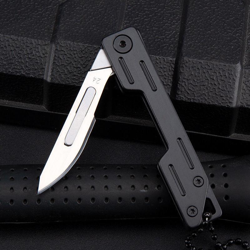 Stainless Steel Art Knife Sharp Surgical Blade Mini Folding Knife Graver Portable Open Box Keychain Knife Specification drawing
