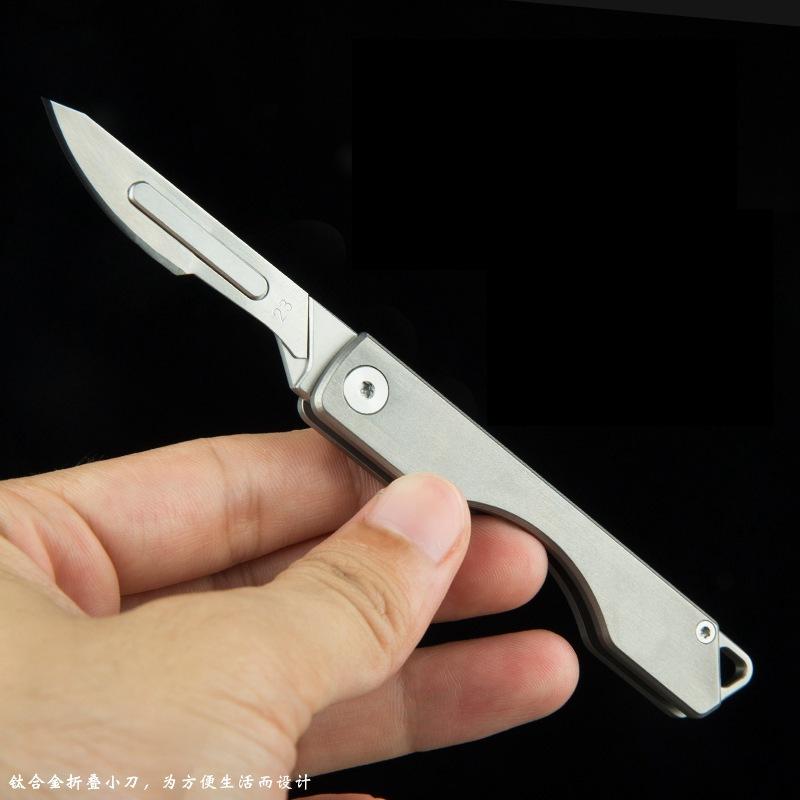 Mini Titanium Alloy Folding Knife Titanium Alloy Surgical Blade with Art Knife Graver Express Delivery full figure