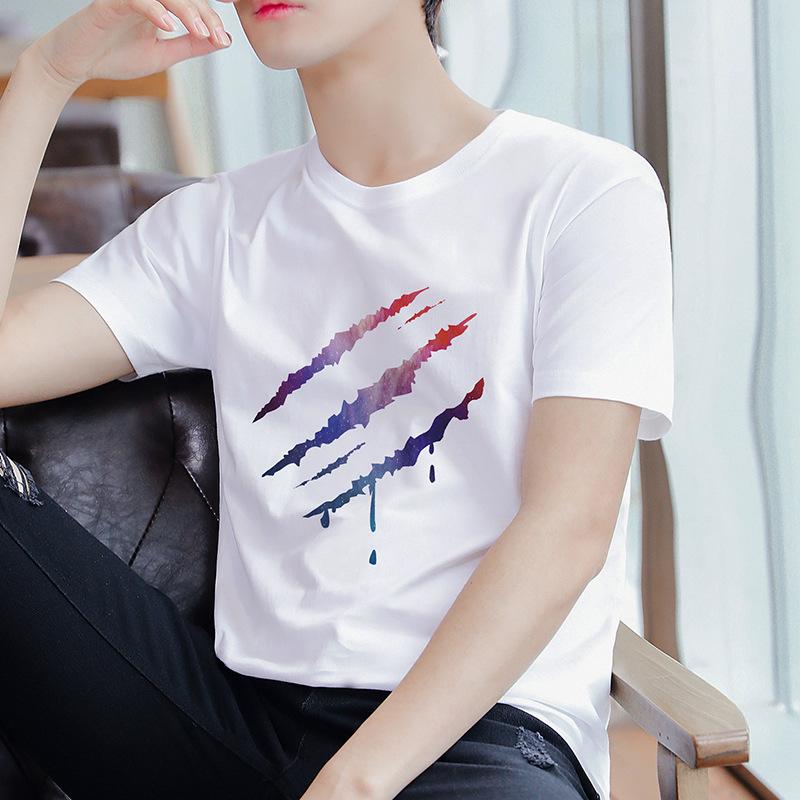 short-sleeved men's t-shirt summer half-sleeved men's t-shirt top clothes trendy brand korean style trendy student bottoming shirt trendy Application Scenario