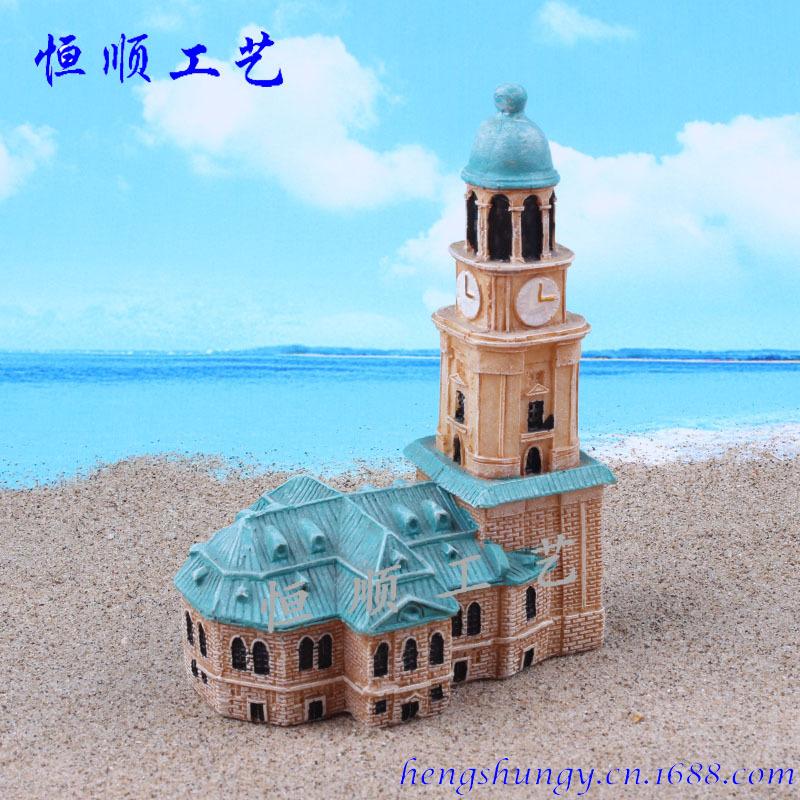 resin house crafts decoration psychological sand table desktop game model bell tower european house building Specification drawing