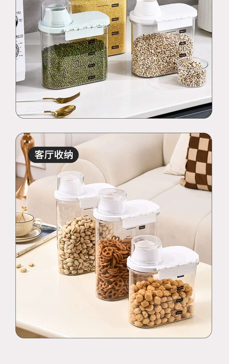 P24-PM-5003 Sealed jar for grains and cereals, kitchen transparent insect-proof and moisture-proof rice bucket, thickened storage jar detail image 4