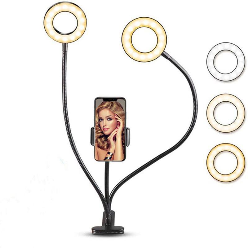 foreign trade exclusive mobile live streaming stabilizer fill light led universal hose desktop phone 2-in-1 bracket Item Picture