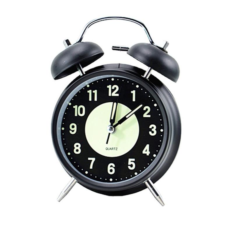 3-inch and 4-inch metal bell alarm clock luminous bedside table little alarm clock round large alarm mute scanning clock Item Picture