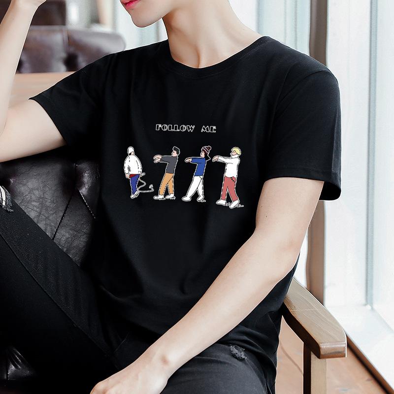 short-sleeved men's t-shirt summer half-sleeved men's t-shirt top clothes trendy brand korean style trendy student bottoming shirt trendy details Picture