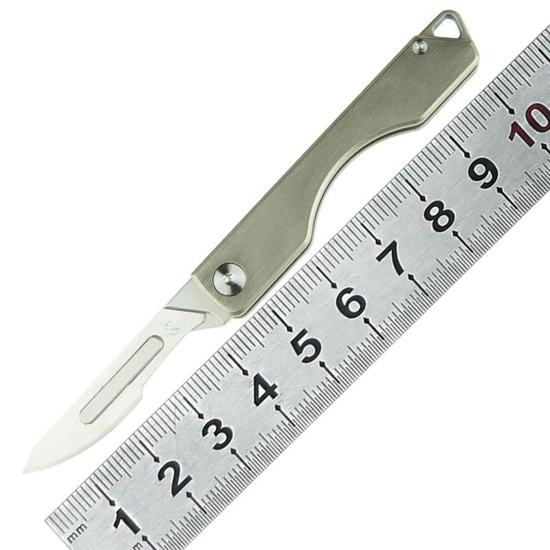 Mini Titanium Alloy Folding Knife Titanium Alloy Surgical Blade with Art Knife Graver Express Delivery Item Picture