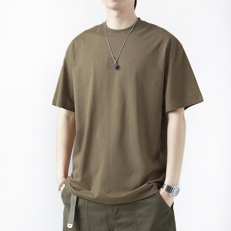 summer 280g heavy short-sleeved t-shirt men's loose plus size fat man cotton casual printed half sleeve t-shirt fashion
