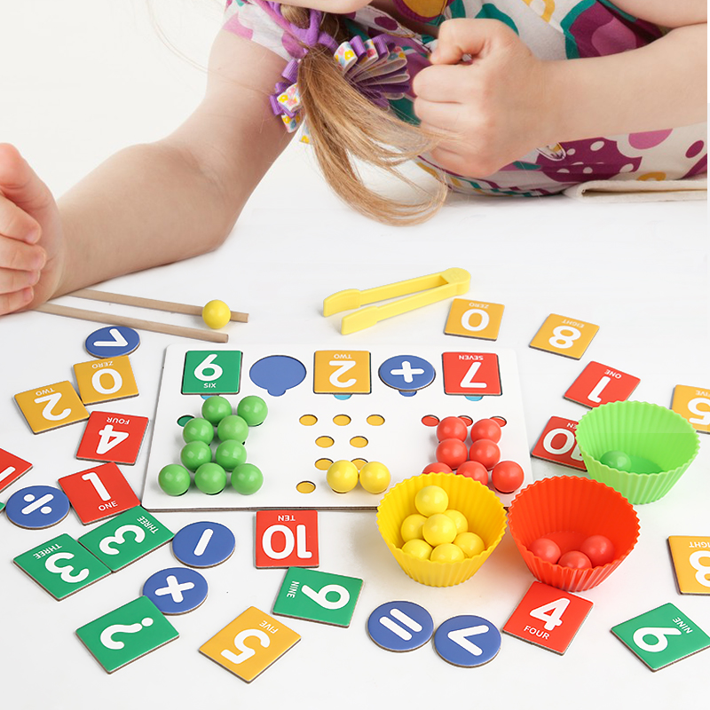 Multi-functional bead arithmetic game children's early education toy concentration training Montessori kindergarten enlightenment operation clip chopsticks spoon eating training CPC CE EN71 export certificate Item Picture