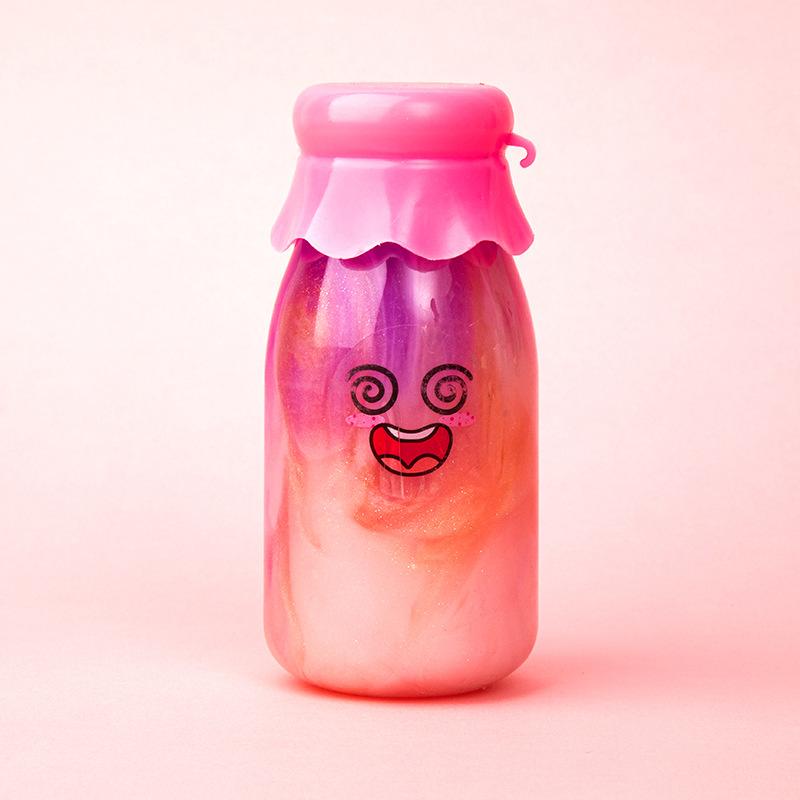 big milky tea bottle crystal mud slime two-color toy mud decompression mud vent mud fake water puff mud pearl gold powder Specification drawing