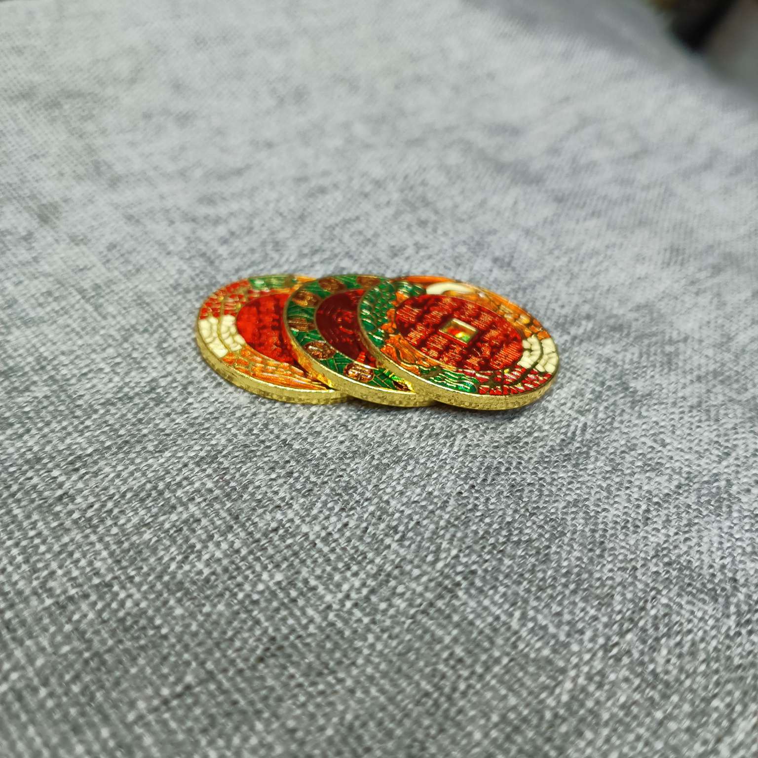 Zhonggong Craft Red Mountain Ghost Coins, mountain ghost Spending Money, Flying Dragon painted copper coins details Picture