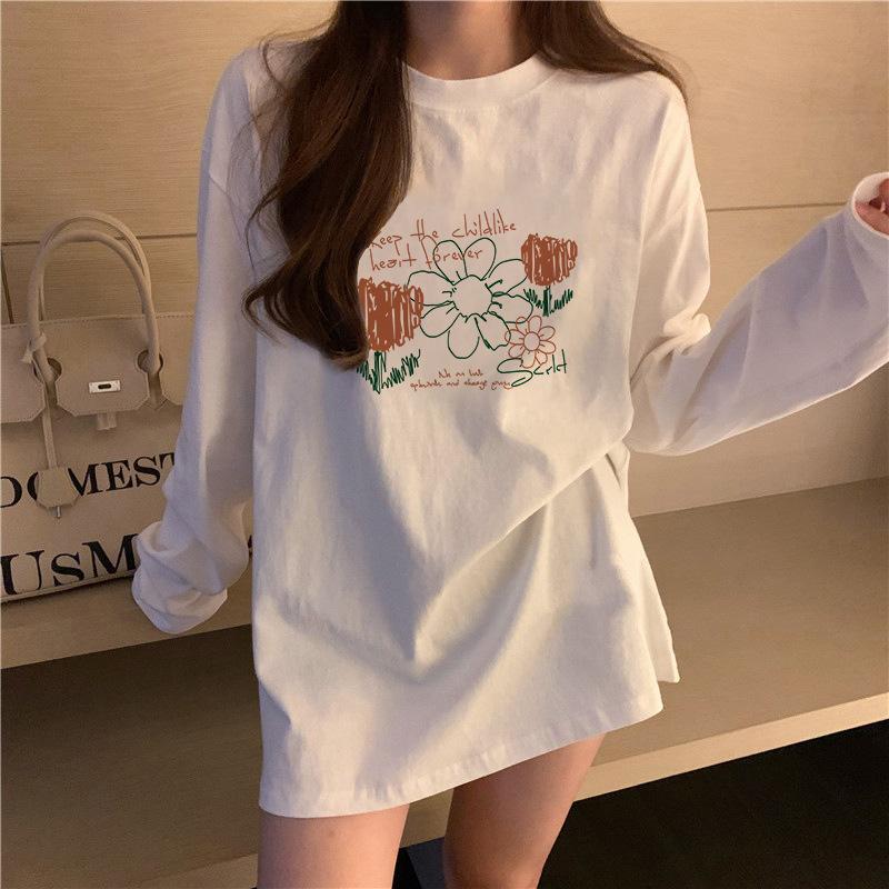 white cotton long-sleeved t-shirt for women 2023 new early autumn winter western style inner wear high-grade bottoming shirt top clothes Item Picture